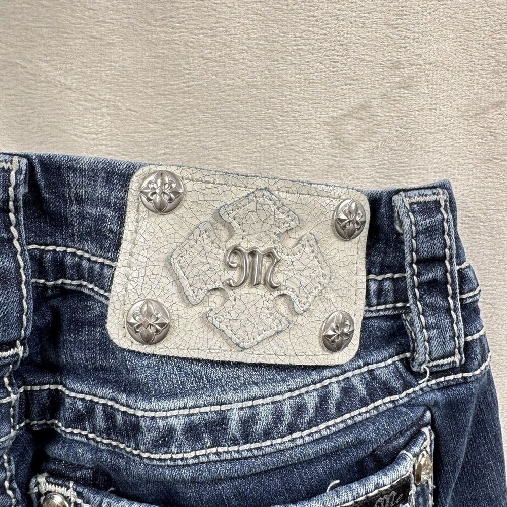 Miss Me Jeans Shorts Women's 26 ALTERED* Raw Hem Denim Embellished Blue Skinny - Picture 9 of 16